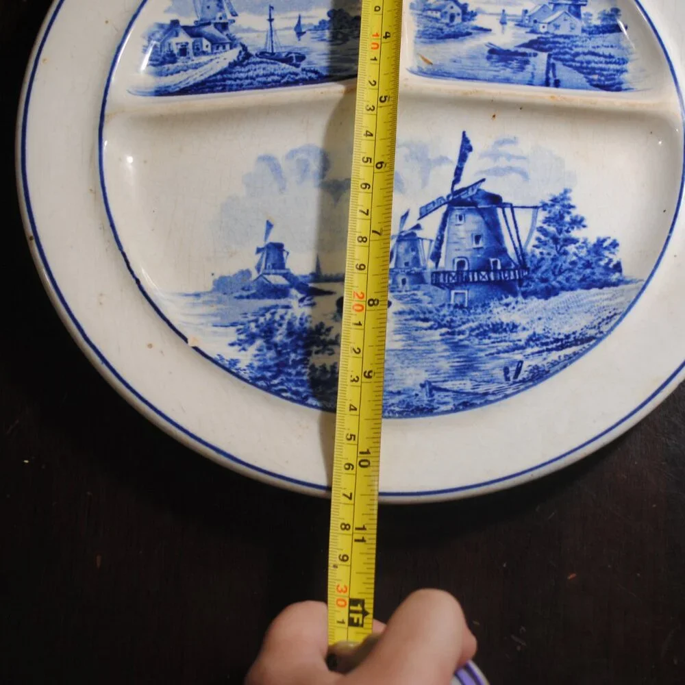 Vintage Blue & White Divided Plate Made in Germany